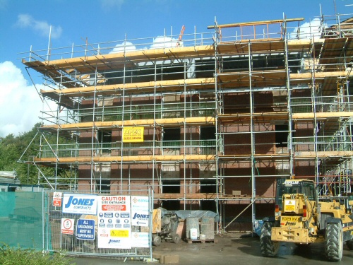Scaffolding for new build office blocks near Southport, Lancashire
